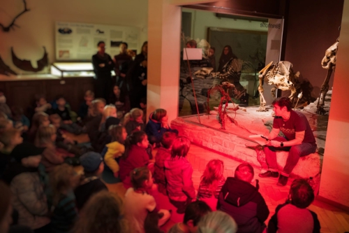 Reading stories in the cave